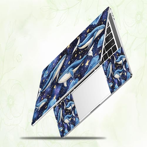 Laptop Skin Sticker Decal, Universal Reusable Vinyl Laptop Cover for 12" 13" 13.3" 14" 15" 15.4" 15.6" Notebook PC, Waterproof Scratch-Resistant with 2 Wrist Pads, Easy to Apply & Remove,Dolphin - color: Dolphin