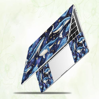 Laptop Skin Sticker Decal, Universal Reusable Vinyl Laptop Cover for 12" 13" 13.3" 14" 15" 15.4" 15.6" Notebook PC, Waterproof Scratch-Resistant with 2 Wrist Pads, Easy to Apply & Remove,Dolphin - color: Dolphin