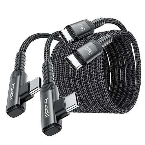 USB C to USB C Charger Cable(10ft, 2Pack), 60W Type C Charging Cable Cord, Right Angle Fast Charging USBC to USBC Cable for iPhone 17 16 15 Pro Plus Pro Max Air, MacBook Air/Samsung S25 Ultra /S22 - color: Black, size: 10+10FT