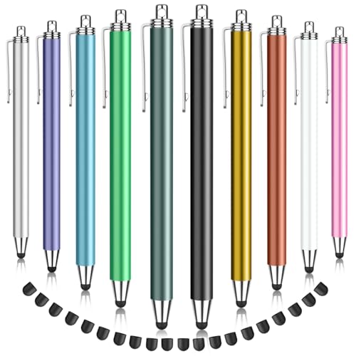 Stylus Pens for Touchscreens,MEKO 10 Pack Thin Rubber Tip Stylus Replaceable Tip Feature Bundle W/ 20 Pcs Replacement Tips for iPad iPhone Tablets Smartphone&All Touch Screen Devices(Multicolor) - color: Multicolored pastel