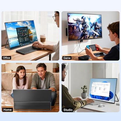 Portable Monitor 18.5'' 1080P 100Hz 100% sRGB, Aluminum Alloy Shell, IPS Travel Monitor with USB-C HDMI Large Portable Screen for Laptop MacBook PC PS4/5 Gaming Monitor with Kickstand - size: 18.5"