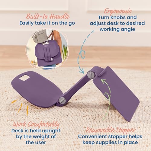 ECR4Kids The Surf Folding Portable Activity Lap Desk, Adjustable, Flexible Seating, Eggplant - color: Eggplant