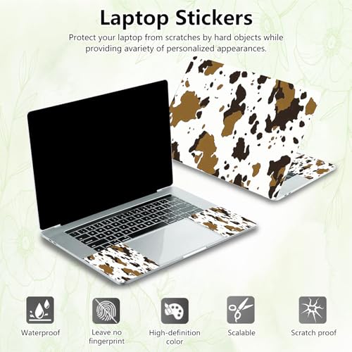 Laptop Skin Sticker Decal, Universal Reusable Vinyl Laptop Cover for 12" 13" 13.3" 14" 15" 15.4" 15.6" Notebook PC, Waterproof Scratch-Resistant with 2 Wrist Pads, Easy to Apply & Remove,Brown Cow - color: Brown Cow