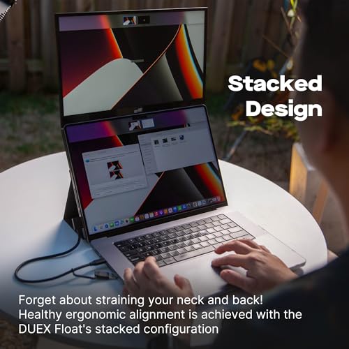 Mobile Pixels Duex Float 2 Pro 16" 2.5K Portable Laptop Monitor, Ultra-Thin Dual Laptop Screen Extender with Built-in Kickstand, USB-C/HDMI Plug and Play, Built-in Speakers, for Mac, Windows, Phone