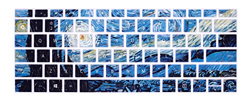 HRH English Silicone Keyboard Cover Skin for Microsoft Surface Pro | With Surface Pro 4, Pro 5 2017, Pro 6 2018, Pro 7 2019,12.3-inch Surface Pro 6,Dustproof,Soft-Touch,Ultra Thin,Starry Night - color: starry night