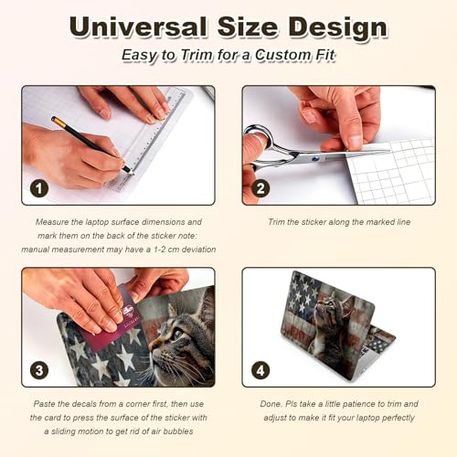 Universal Laptop Skin Sticker, 11-15.6 Inch Reusable Vinyl Laptop Skin Decal, Scratch Resistant Waterproof Cover, Easy to Trim & Apply, American Flag Cat - color: American Flag Cat