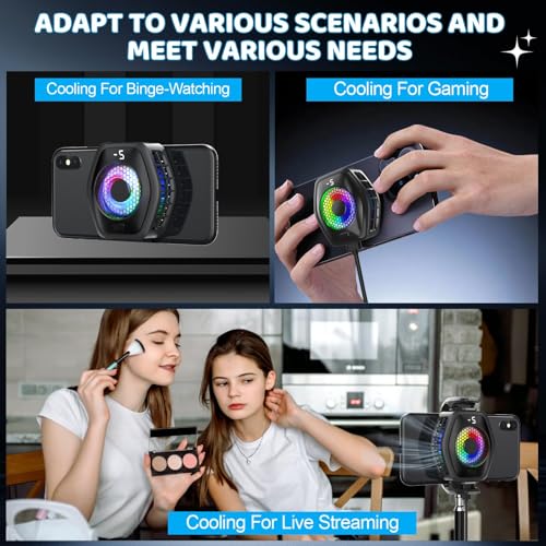 Jremreo 2-in-1 Magnetic & Clip-On Phone Cooler – Semiconductor-Powered Gaming Cell Phone Cooling Fan Radiator for iPhone/Android/iPad/Tablet – Gaming, Video Calls, Live Broadcasting, and Vlog Use