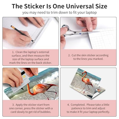 Laptop Skin Sticker 3-Piece Set,Flamingo | Trim-to-fit 3-piece vinyl set with one 15 x 10.6 in lid skin and two palm-rest decals for many 12-15.6 in laptops - color: Flamingo