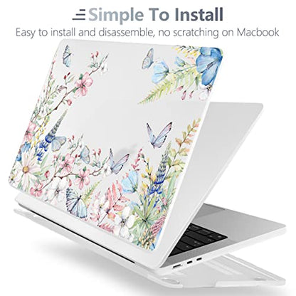 Batianda Case for New MacBook Air 13.6 inch 2026 M5 2025 M4 2024 2022 Release Model A3240 A3113 M3 A2681 M2, Designed Protective Hardshell Keyboard Cover and USB-C OTG Adapter, Butterfly and Flower - color: Butterfly and flower