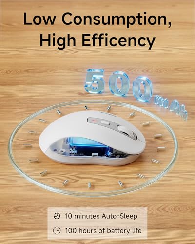 EWEAND Wireless Mouse, Dual-Mode 2.4 G/Bluetooth Mouse with 5 Adjustable DPI Levels up to 4000, Rechargeable Silent Computer Mouse for Laptop, MacBook, PC, Chromebook for Small&Medium Hands-White - color: White