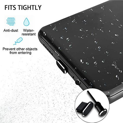 USB C Port Cover Plugs Metal Anti Dust Cap Protectors 2 PCS Compatible with Samsung Galaxy S24/S23/S22/S21 MacBook Pro Air (Black) - color: Black