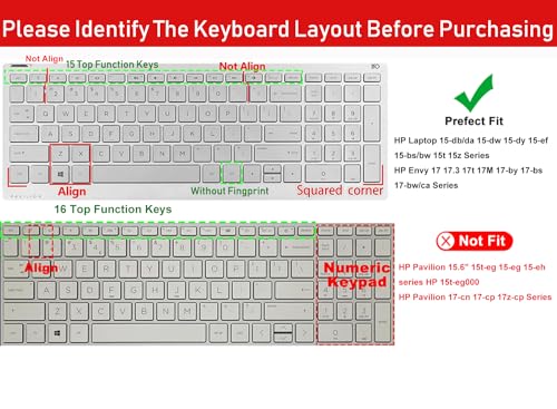 Keyboard Cover for HP Laptop 15-db 15-dw 15-dy 15-da 15-bs/bw 15-ef 15t 15z 15.6" Model 15-db0011dx 15-dy1043dx/dy1051wm 15-dw0037wm/dw1083wm 15-ef1001ds, HP 17-by/bs/ca 17.3 Keyboard Skin, Ombre Pink - color: Ombre Pink