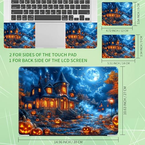 Laptop Skin Sticker Decal, Universal Protective Cover Fit 12 13 14 15.6 Inch Notebook, Reusable Water-Resistant Vinyl Decal w/ 2 Wrist Pads for Business Travel Office, Castle Maple Leaves - color: Castle Maple Leaves