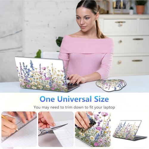 Laptop Skin Sticker Decal 15-15.6 Inch with Cute Mouse Pad, Universal Reusable Vinyl Sticker for 12.1 13 13.3 14 15.4 Inch Netbook and Notebook PC, Boho Floral - color: Boho Floral