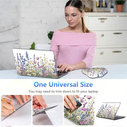 Laptop Skin Sticker Decal 15-15.6 Inch with Cute Mouse Pad, Universal Reusable Vinyl Sticker for 12.1 13 13.3 14 15.4 Inch Netbook and Notebook PC, Boho Floral - color: Boho Floral