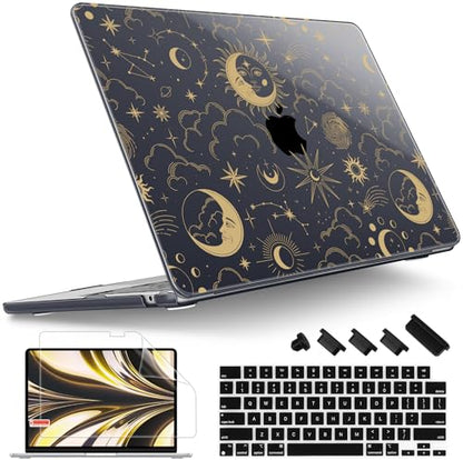 Tuiklol for 2026 2025 2024 2023 MacBook Air 15 inch Case Model M5 A3448 M4 A3241 M3 A3114 M2 A2941 Hard Shell Case for MacBook 15.3'' Cover, Moons and Stars - color: Moons and Stars