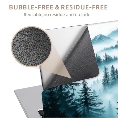Universal Laptop Skin Sticker for 12/13/14/15.6 Inch Laptops, Reusable Vinyl Laptop Decal Cover, Waterproof Scratch Resistant Notebook Skin with 2 Wrist Pads,Misty Forest - color: Misty Forest