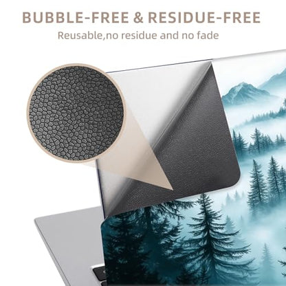 Universal Laptop Skin Sticker for 12/13/14/15.6 Inch Laptops, Reusable Vinyl Laptop Decal Cover, Waterproof Scratch Resistant Notebook Skin with 2 Wrist Pads,Misty Forest - color: Misty Forest