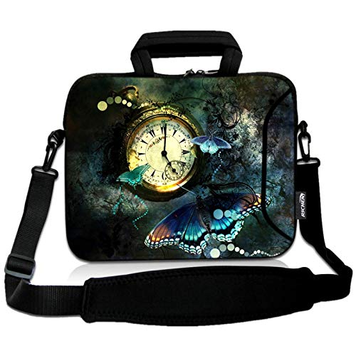 11 11.6 12 12.5 13 inches Chromebook/Notebook PC Messenger Bag Travel Case Neoprene Handle Sleeve with Shoulder Strap (11-13.3 inch, Clock &Butterfly) - color: Clock & Butterfly, size: 11-13.3 inch