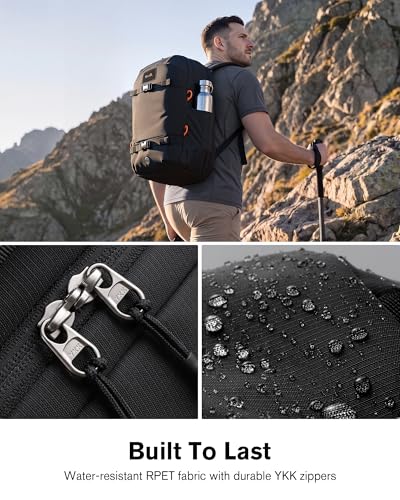 Tolaccea Travel Laptop Backpack 30L Carry On TSA Approved for Commute Trips | 100% RPET Recycled Fabric | EVA-cushioned Laptop Protection | TSA 180° Lay-flat Opening | Reinforced Stability Base Panel - color: Black