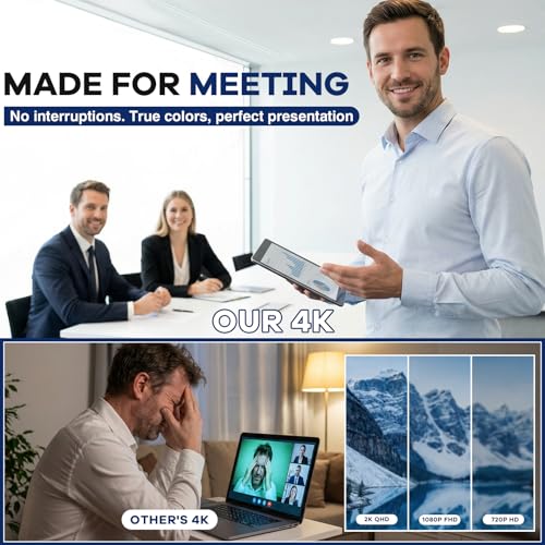 4K Webcam with Microphone for PC & Streaming Computer Camera | PDAF autofocus, dual noise-canceling mics & low-light correction. Best usb hd webcam for mac, laptop and smooth streaming.