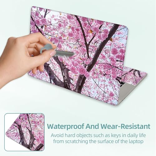 Universal Laptop Skin Decal, 3-Piece Vinyl Protector for 12 13 14 15.6" Notebook, Waterproof Anti-Scratch, Easy Trim & Bubble-Free Finish, Large Cherry Tree Full of Pink Flowers - color: Large Cherry Tree Full of Pink Flowers