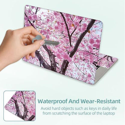Universal Laptop Skin Decal, 3-Piece Vinyl Protector for 12 13 14 15.6" Notebook, Waterproof Anti-Scratch, Easy Trim & Bubble-Free Finish, Large Cherry Tree Full of Pink Flowers - color: Large Cherry Tree Full of Pink Flowers
