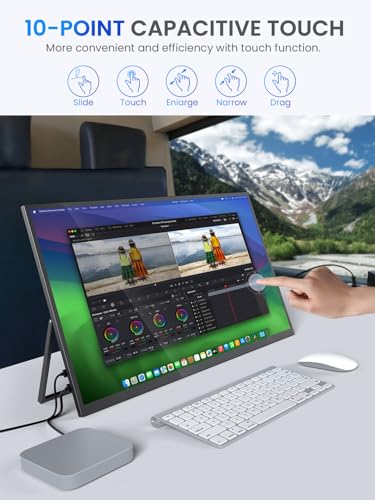 UPERFECT Touchscreen Portable Monitor, 22" 2K QLED Gaming Monitor | 2560×1440 100% DCI-P3, HDR, FreeSync, VESA, 180° Adjustable Stand, USB-C & HDMI Touch Display for Laptop, PC & Gaming - size: 22