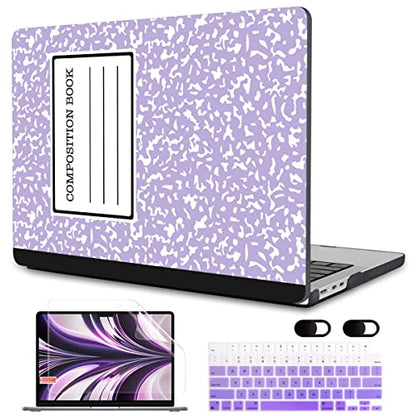 MEEgoodo Case for M5/M4/M3/M2 MacBook Air 13 inch Case 2026 2025 2024 2022, Fit Model A3449/A3240/A3113/A2681, Laptop Hard Shell Compatible with MacBook Air 13.6-inch, Composition Book Purple - color: Composition Book Purple