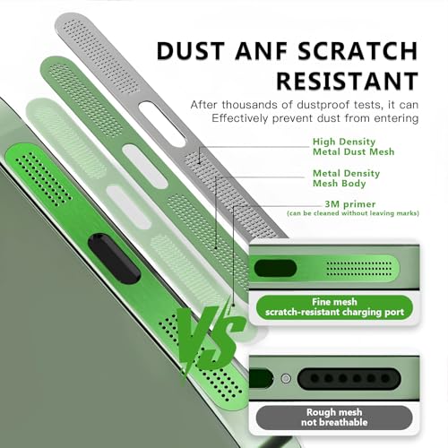 MysticHome for iPhone 17/16 Pro Accessories, 5 Pcs Cell Phone Speaker Anti-Dust Plugs, 1 Pcs USB C Dust Plug, Compatible with Speaker Dust Cover,Green - color: Green