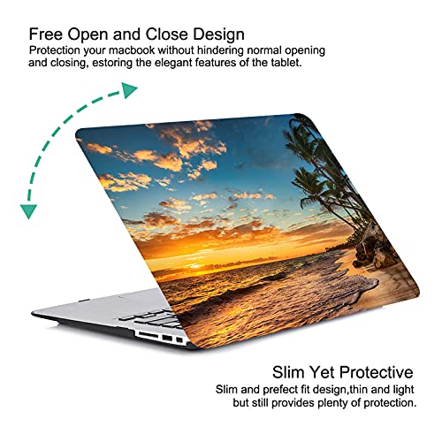 Compatible with MacBook Air 13 inch Case 2022 2021 2020 2019 2018 Release M1 A2337 A2179 A1932, Protective Plastic Hard Shell Case & Keyboard Cover, Has Logo Cutout, Beach Theme - color: 01 Beach Sunset
