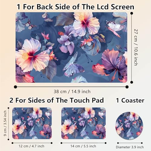 Laptop Skin Sticker Decal 15.6 Inch,12 13 13.3 14 15 15.6 in Laptop Netbook Skins for Notebook,Art Decal Removable Waterproof Scratch Resistant,Universal Vinyl Cover,Blooming Hibiscus - color: Blooming Hibiscus