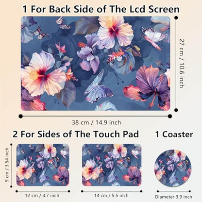 Laptop Skin Sticker Decal 15.6 Inch,12 13 13.3 14 15 15.6 in Laptop Netbook Skins for Notebook,Art Decal Removable Waterproof Scratch Resistant,Universal Vinyl Cover,Blooming Hibiscus - color: Blooming Hibiscus