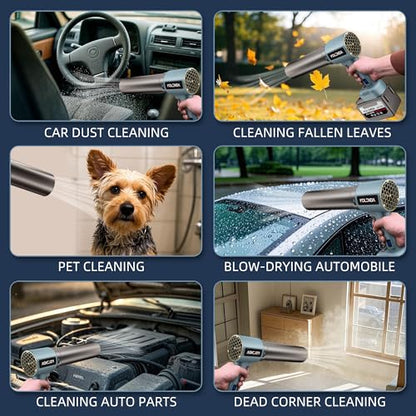 Handheld Cordless Lightweight Powerful Car Dryer Air Blower with 1800G & 335MPH Powerful, Air Duster Electric Leaf Blower Cleaning Dryer Turbo for Patio Cleaning, Lawn Care and Car Drying