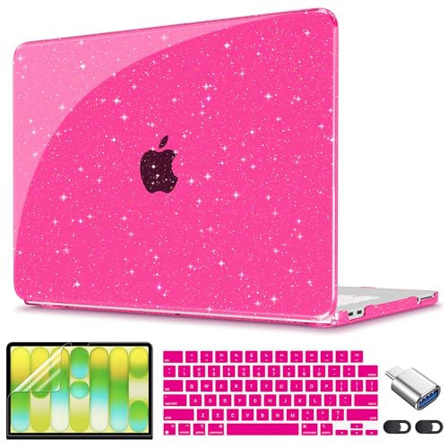 CISSOOK for MacBook Neo 13 inch Case Glitter Rose Pink 2026 Model A3404 | 5in1 Set Hard Shell Case, A18 Pro Chip, Keyboard Cover, Screen Protector, Scratch Resistant, Ultra-Thin, for Office & Travel - color: Glitter Rose Pink
