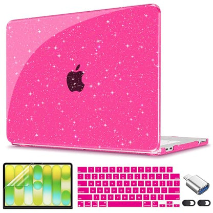 CISSOOK for MacBook Neo 13 inch Case Glitter Rose Pink 2026 Model A3404 | 5in1 Set Hard Shell Case, A18 Pro Chip, Keyboard Cover, Screen Protector, Scratch Resistant, Ultra-Thin, for Office & Travel - color: Glitter Rose Pink