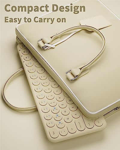 Mini Bluetooth Keyboard, Low Profile Quiet Keys (Khaki) | 78-Key Round Keycaps, Multi-Device Connection for iPad, Tablet, Laptop, PC, Mac - color: KHAKI