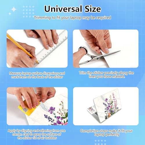 Universal Laptop Skin Sticker Decal for 11.6”12" 13" 13.3" 14" 15" 15.4" 15.6" Reusable Waterproof Scratch-Scratch Resistant Protective Vinyl Laptop Notebook Skin Stickers - Marble Flower - color: Marble Flower