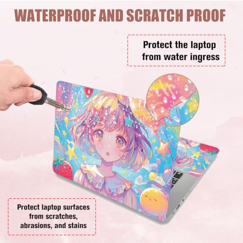 PLIGREAT Kawaii Girl Laptop Skin Sticker Decals Fits 12" 13" 13.3" 14" 15 inch Laptop Cute Universal Removable Vinyl Notebook Cartoon Art Protector Netbook PC Cover Decal - color: Kawaii Girl