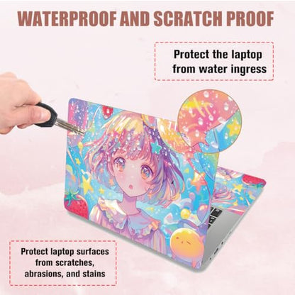 PLIGREAT Kawaii Girl Laptop Skin Sticker Decals Fits 12" 13" 13.3" 14" 15 inch Laptop Cute Universal Removable Vinyl Notebook Cartoon Art Protector Netbook PC Cover Decal - color: Kawaii Girl
