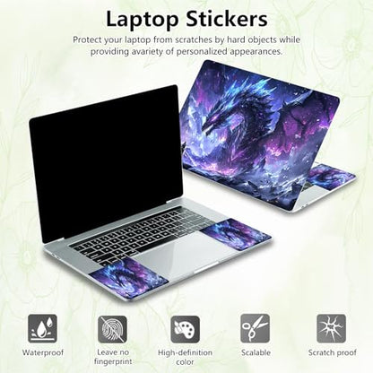 Laptop Skin Sticker Decal, Universal Reusable Vinyl Laptop Cover for 12" 13" 13.3" 14" 15" 15.4" 15.6" Notebook PC, Waterproof Scratch-Resistant with 2 Wrist Pads, Easy to Apply & Remove,C Dragon - color: C Dragon