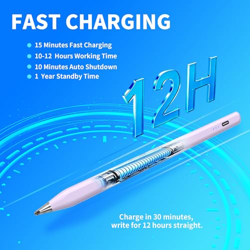 Galaxy Tab A11+ Stylus Pen for Samsung Table A11/A9+/A9 Drawing Stylus for Android Tablets, Precise Writing Pencil,Fast Charging,Auto Sleep,Button on/Off (Purple) - color: purple