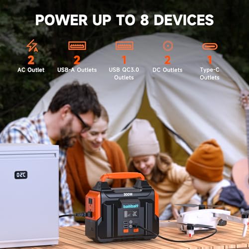Bailibatt Portable Power Station 300W, 257Wh, 4.6lbs Solar Generator | Pure Sine Wave AC Outlet for Laptop. Backup Battery for Camping, Travel, Emergency, Home, RV, Outdoor, Hunting