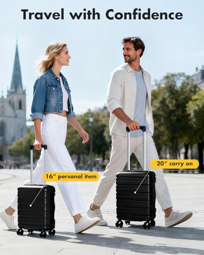 Lekesky 16 Inch Underseat Carry On Luggage Airline Approved, B-Black | Small Underseat Carry-on Luggage with TSA Lock Spinner Wheels, Personal Item Luggage Removable Wheels for Travel - color: B-Black, size: 16 Inch