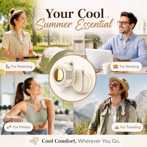 Portable Clip-On Fan, Mini Bladeless Waist Fan, 5100RPM 25dB Ultra-Quiet 3-Speed Rechargeable Small Whirlwind Fan, Hands-Free Personal Cooling for Outdoor Travel Office Camping with USB-C - color: White