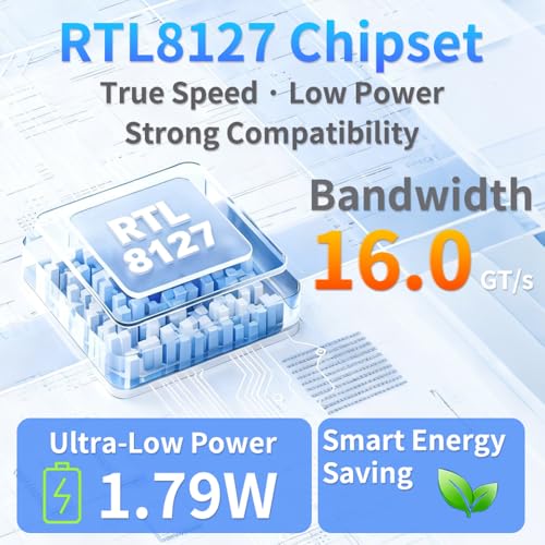 IO CREST Single Port 10 Gigabit Ethernet PCI-e x1 Network Card RTL8127 Chipset - size: 1-Port 10G 8127, style: 10 Gigabit