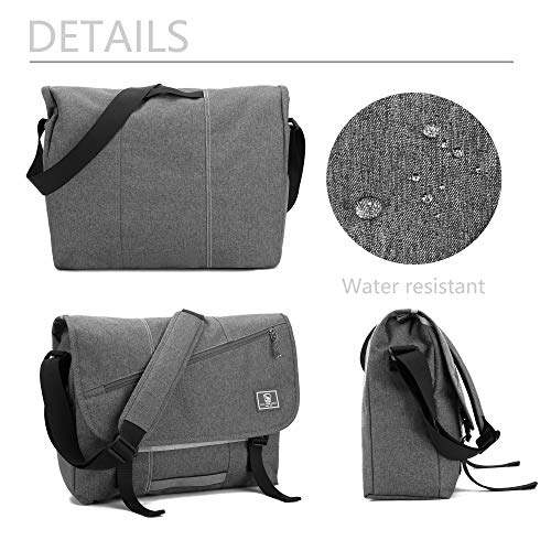 OIWAS 15.6" Messenger Bag for Men, Laptop Shoulder Bag for College, Grey | Water-repellent polyester; thick padded laptop compartment; large crossbody bag for textbooks & daily campus essentials - color: 15.6 Inch-grey