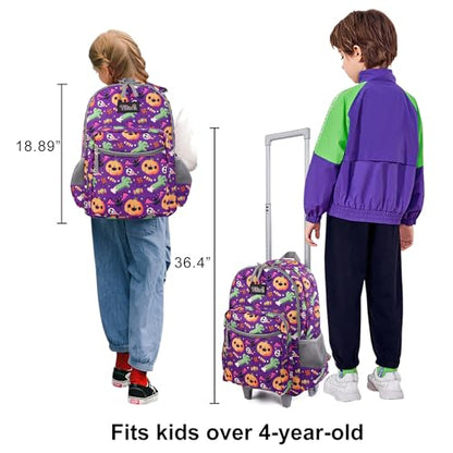 Tilami Rolling Backpack 18 inch Double Handle with Lunch Bag Wheeled Kids Backpack, Pumpkin Purple - color: Pumpkin
