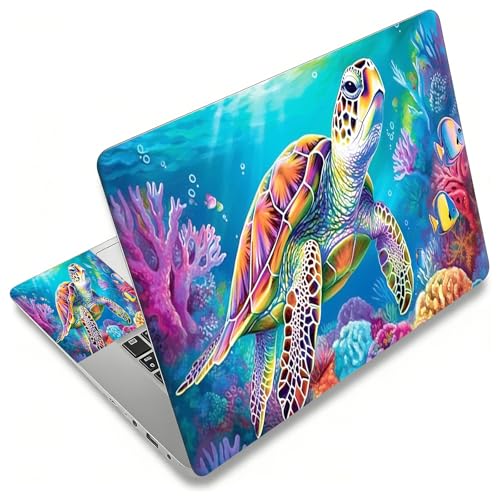 Laptop Skin Sticker Decal, Universal Reusable Vinyl Laptop Cover for 12" 13" 13.3" 14" 15" 15.4" 15.6" Notebook PC, Reusable Waterproof Scratch-Resistant with 2 Wrist Pads,Cute Sea Turtle - color: Cute Sea Turtle