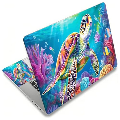 Laptop Skin Sticker Decal, Universal Reusable Vinyl Laptop Cover for 12" 13" 13.3" 14" 15" 15.4" 15.6" Notebook PC, Reusable Waterproof Scratch-Resistant with 2 Wrist Pads,Cute Sea Turtle - color: Cute Sea Turtle